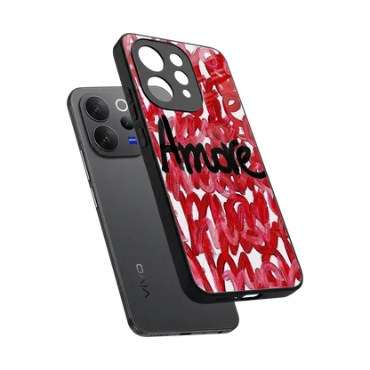 Amore sleek vivo v70 cover with tempered glass back and TPU edges