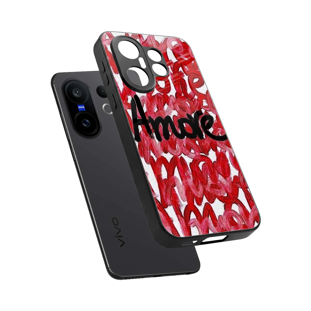 Amore sleek vivo x200 fe cover with tempered glass back and TPU edges