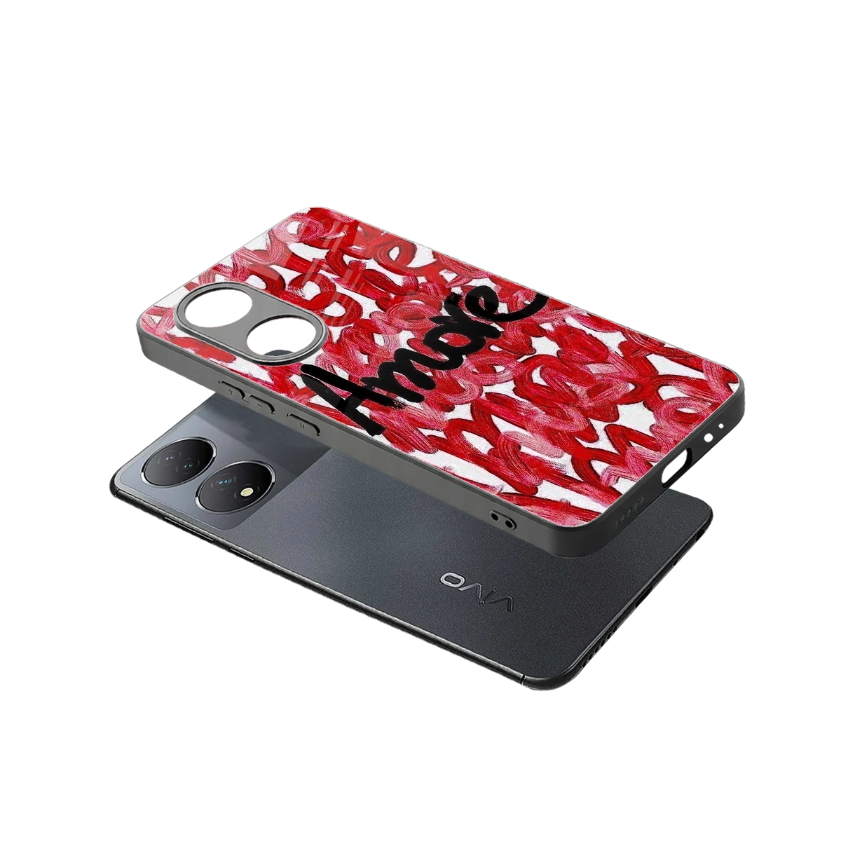 Amore sleek Vivo-y100 cover with tempered glass back and TPU edges