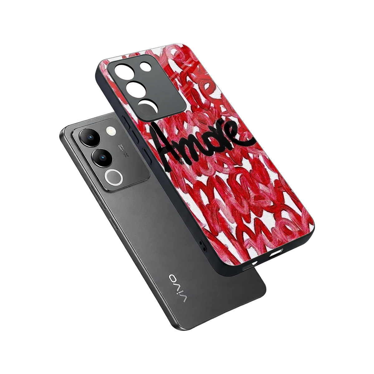 Amore sleek vivo y200 5g cover with tempered glass back and TPU edges