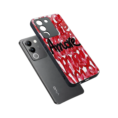 Amore sleek vivo y200 5g cover with tempered glass back and TPU edges