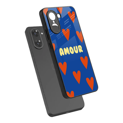 Amour Blue sleek oneplus nord ce5 5g cover with tempered glass back and TPU edges
