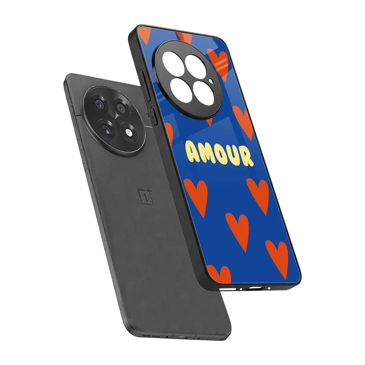 Amour Blue sleek oneplus 13 cover with tempered glass back and TPU edges