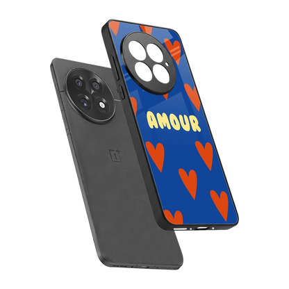 Amour Blue sleek oneplus 13 cover with tempered glass back and TPU edges