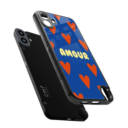 Amour Blue sleek cmf nothing phone 1 cover with tempered glass back and TPU edges