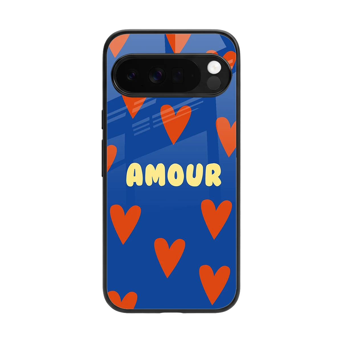 Amour Blue back phone cover | glass case for google pixel 10 pro xl