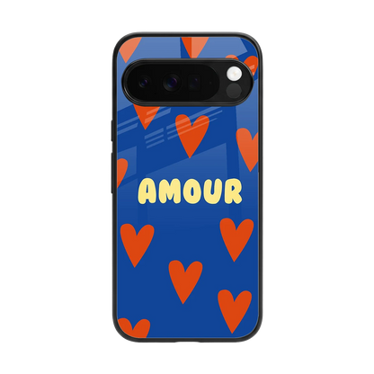 Amour Blue back phone cover | glass case for google pixel 10 pro xl