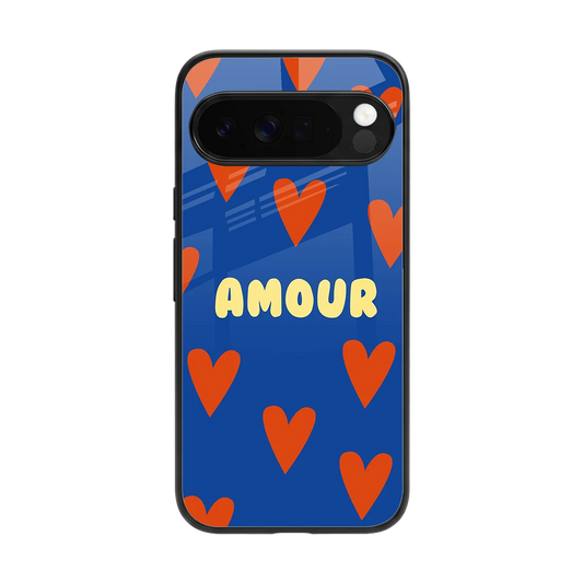 Amour Blue back phone cover | glass case for google pixel 10 pro xl