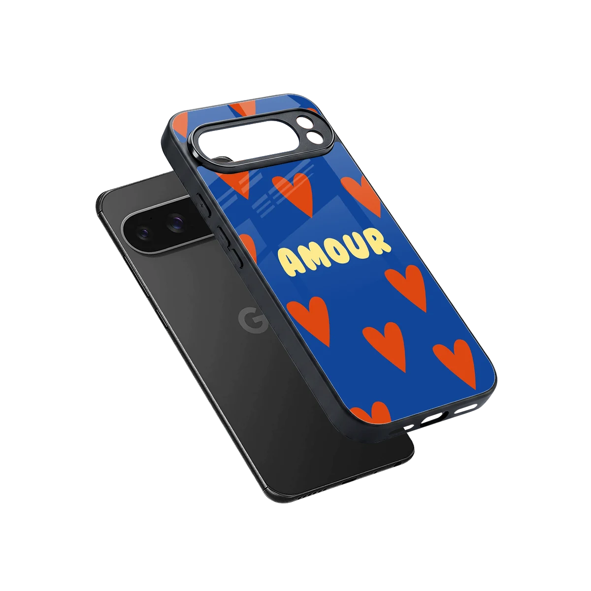 Amour Blue sleek google pixel 10 pro xl cover with tempered glass back and TPU edges