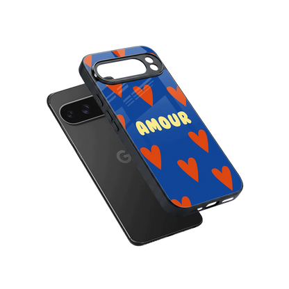 Amour Blue sleek google pixel 10 pro xl cover with tempered glass back and TPU edges