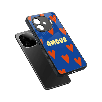Amour Blue sleek iqoo neo 10r 5g cover with tempered glass back and TPU edges