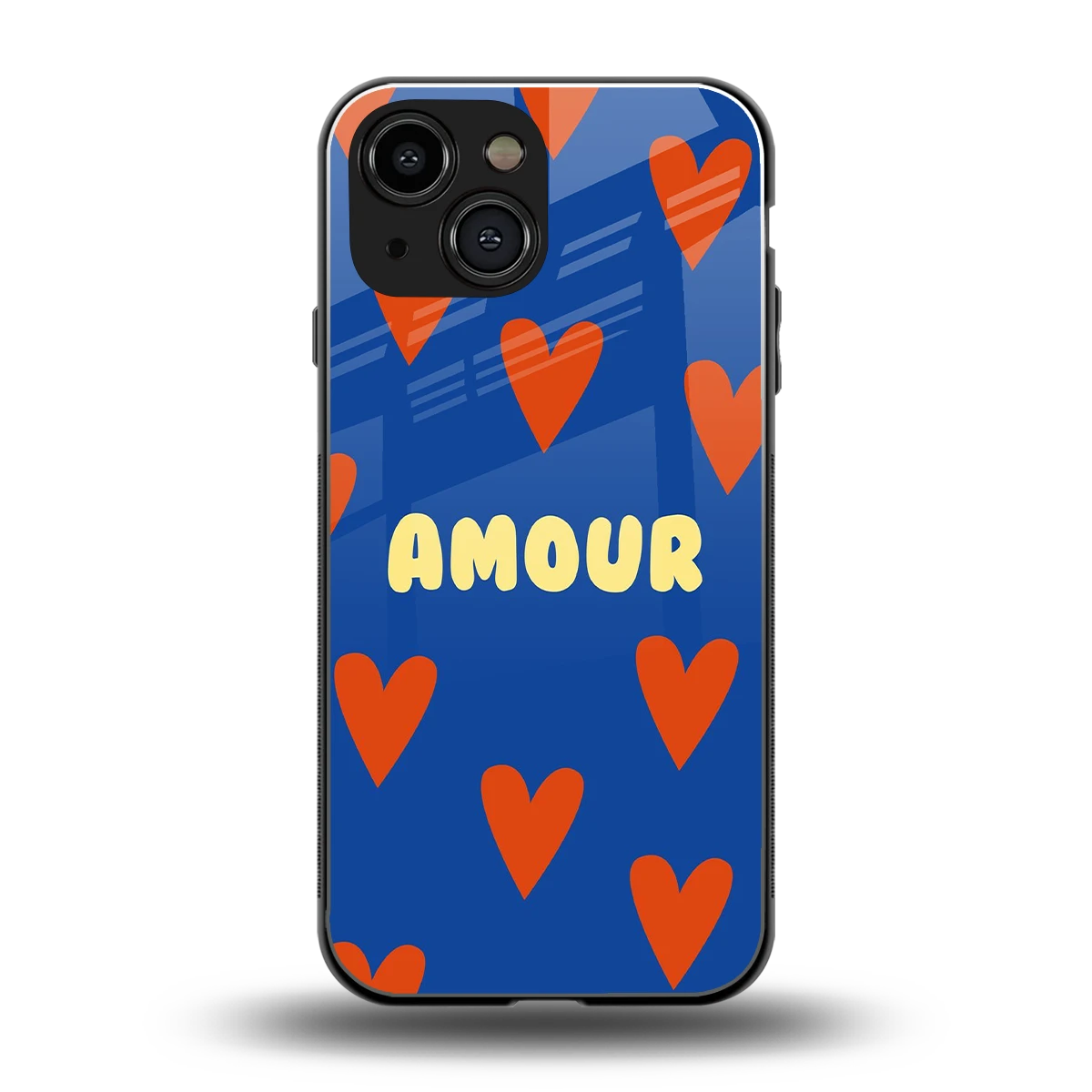 Amour Blue back phone cover | glass case for iphone 13 mini