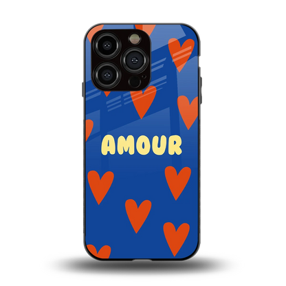 Amour Blue back phone cover | glass case for iphone 13 pro