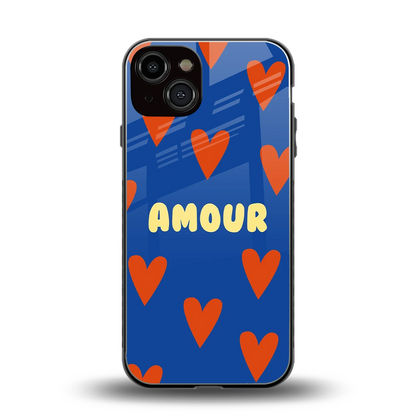 Amour Blue back phone cover | glass case for iphone 14