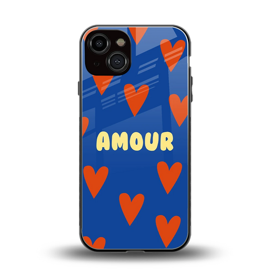 Amour Blue back phone cover | glass case for iphone 14