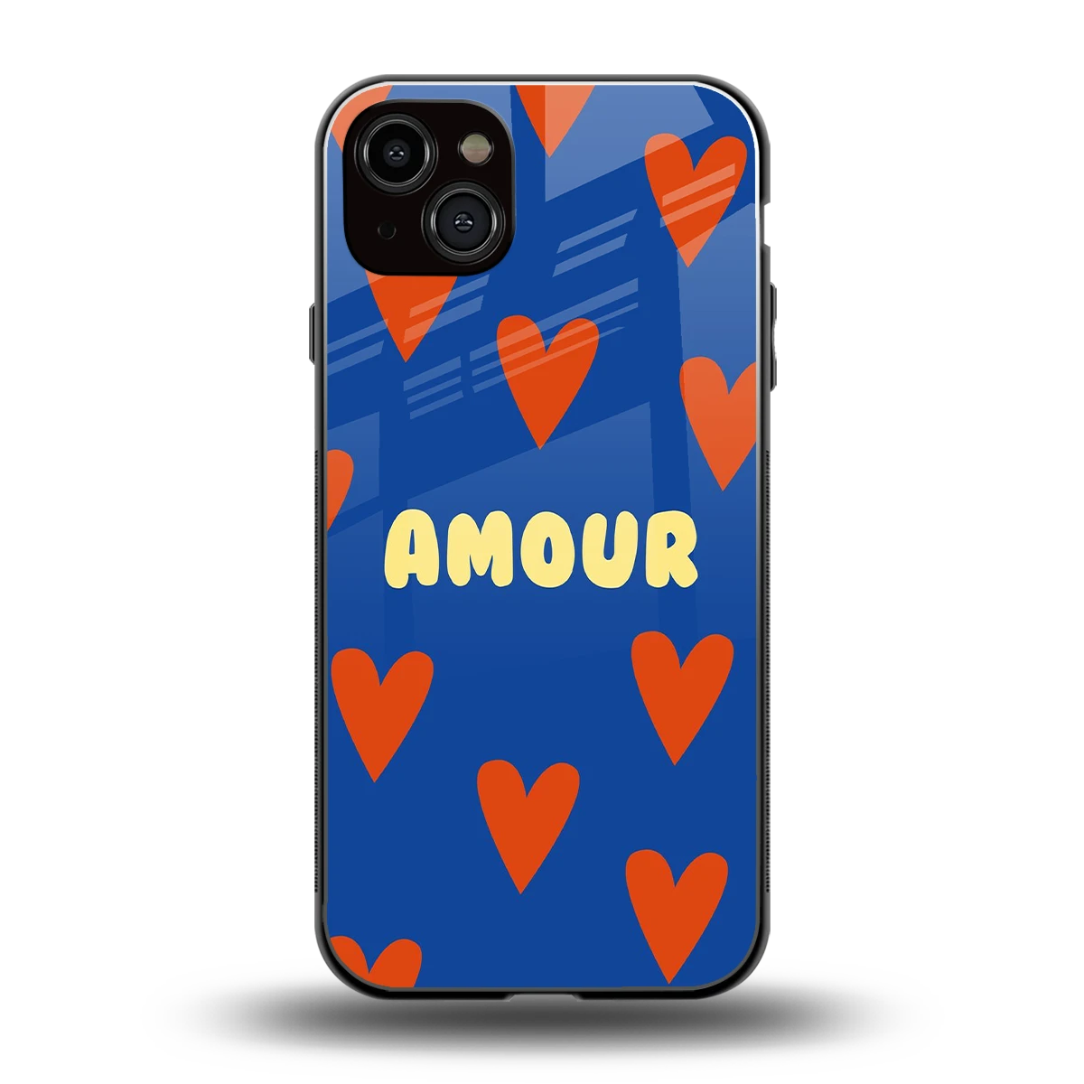 Amour Blue back phone cover | glass case for iphone 14 plus