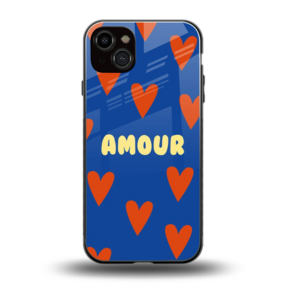 Amour Blue back phone cover | glass case for iphone 14 plus