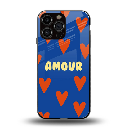 Amour Blue back phone cover | glass case for iphone 15 pro max
