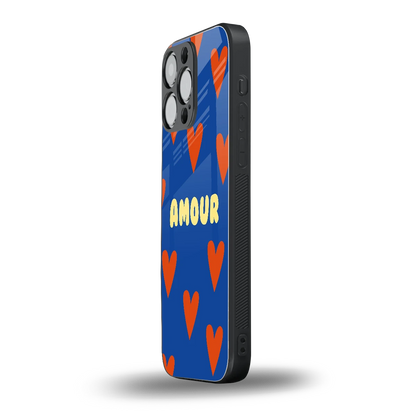 Amour Blue iphone 15 pro max mobile cover | shockproof glass phone case