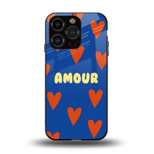 Amour Blue back phone cover | glass case for iphone 15 pro