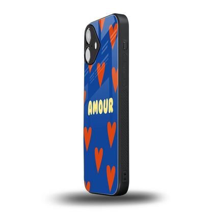 Amour Blue iphone 16 plus mobile cover | shockproof glass phone case