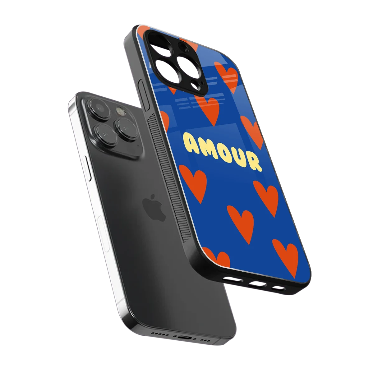 Amour Blue sleek iphone 16 pro max cover with tempered glass back and TPU edges