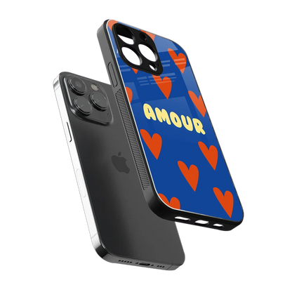 Amour Blue sleek iphone 16 pro max cover with tempered glass back and TPU edges