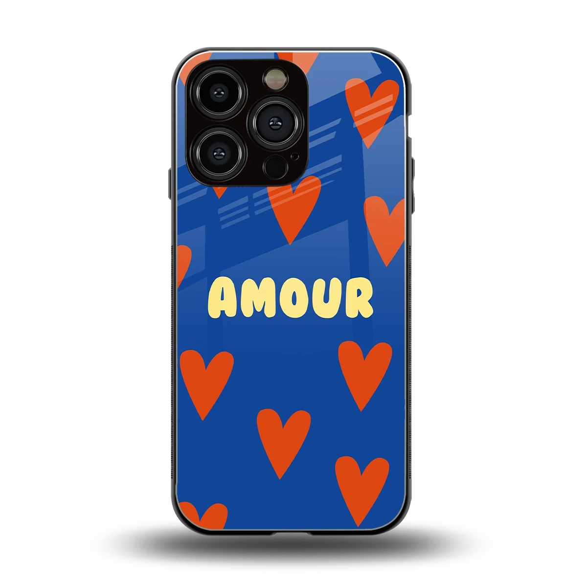 Amour Blue back phone cover | glass case for iphone 16 pro