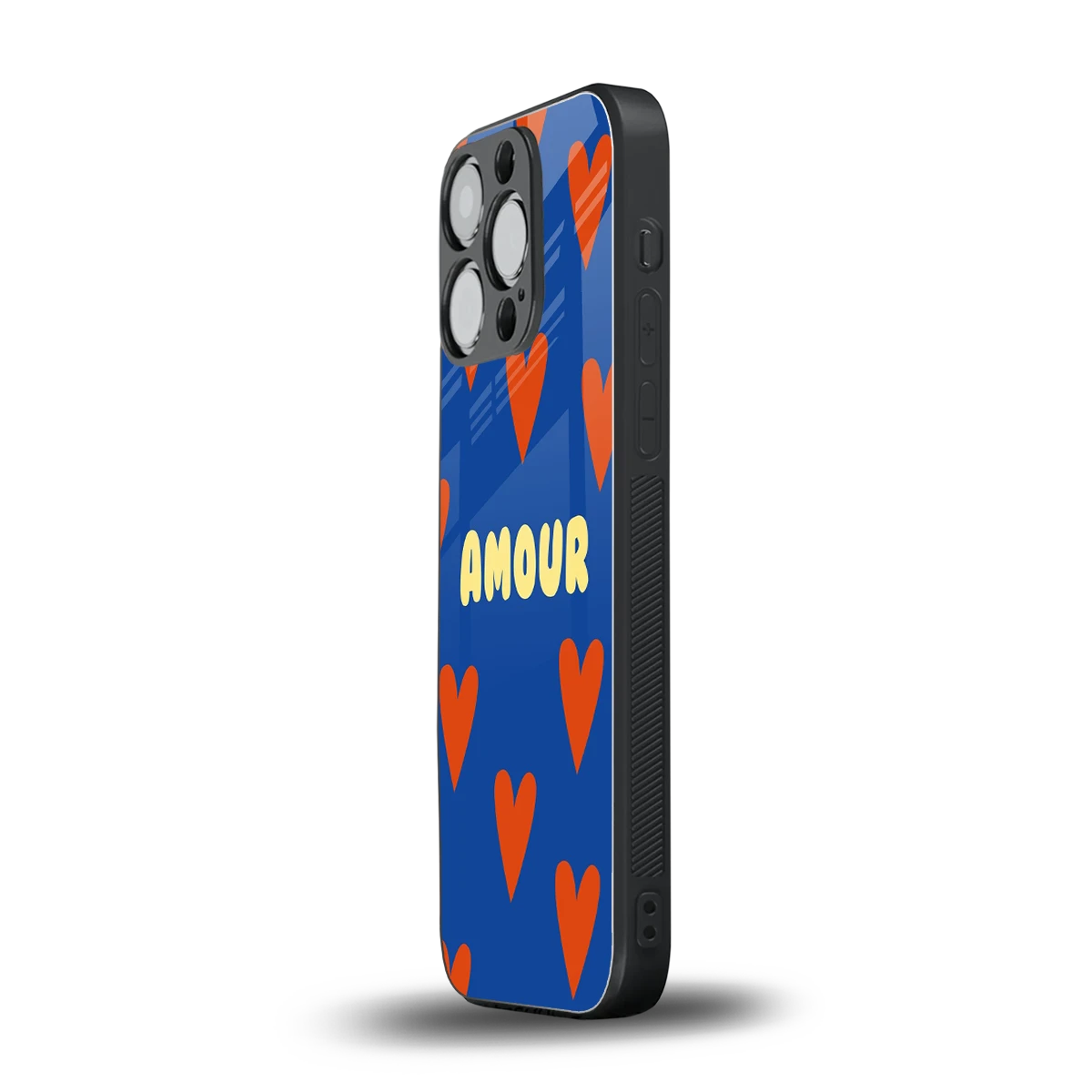 Amour Blue iphone 16 pro mobile cover | shockproof glass phone case