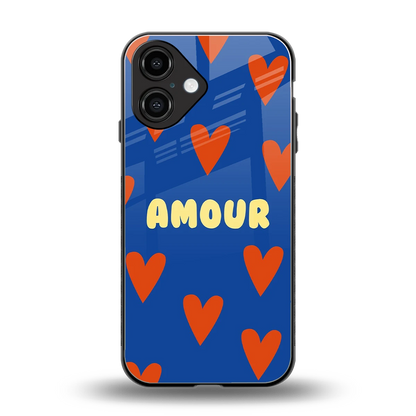 Amour Blue back phone cover | glass case for iphone 16