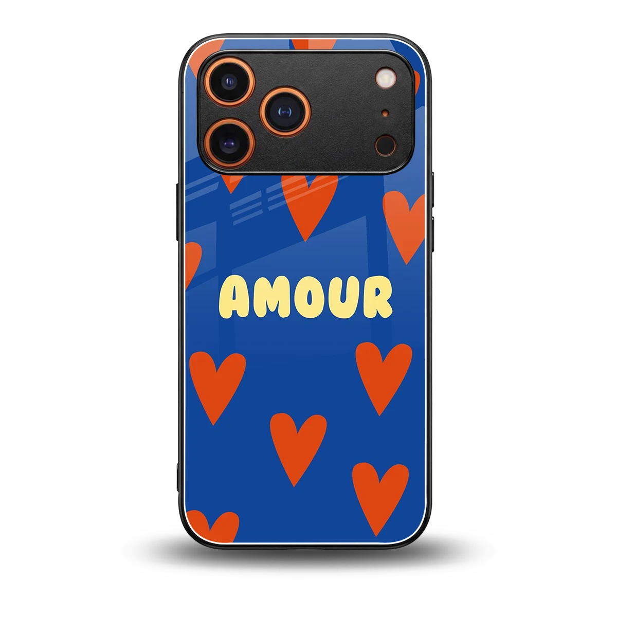 Amour Blue back phone cover | glass case for iphone 17 pro