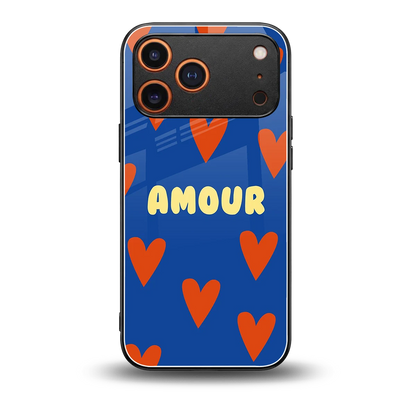 Amour Blue back phone cover | glass case for iphone 17 pro