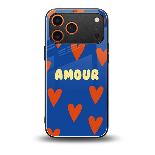 Amour Blue back phone cover | glass case for iphone 17 pro max
