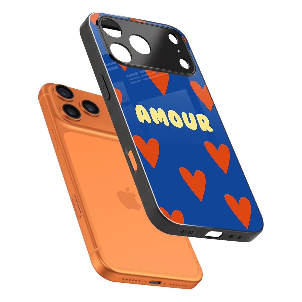Amour Blue sleek iphone 17 pro cover with tempered glass back and TPU edges