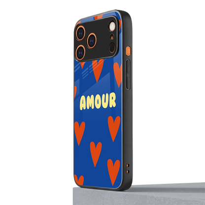 Amour Blue iphone 17 pro mobile cover | shockproof glass phone case