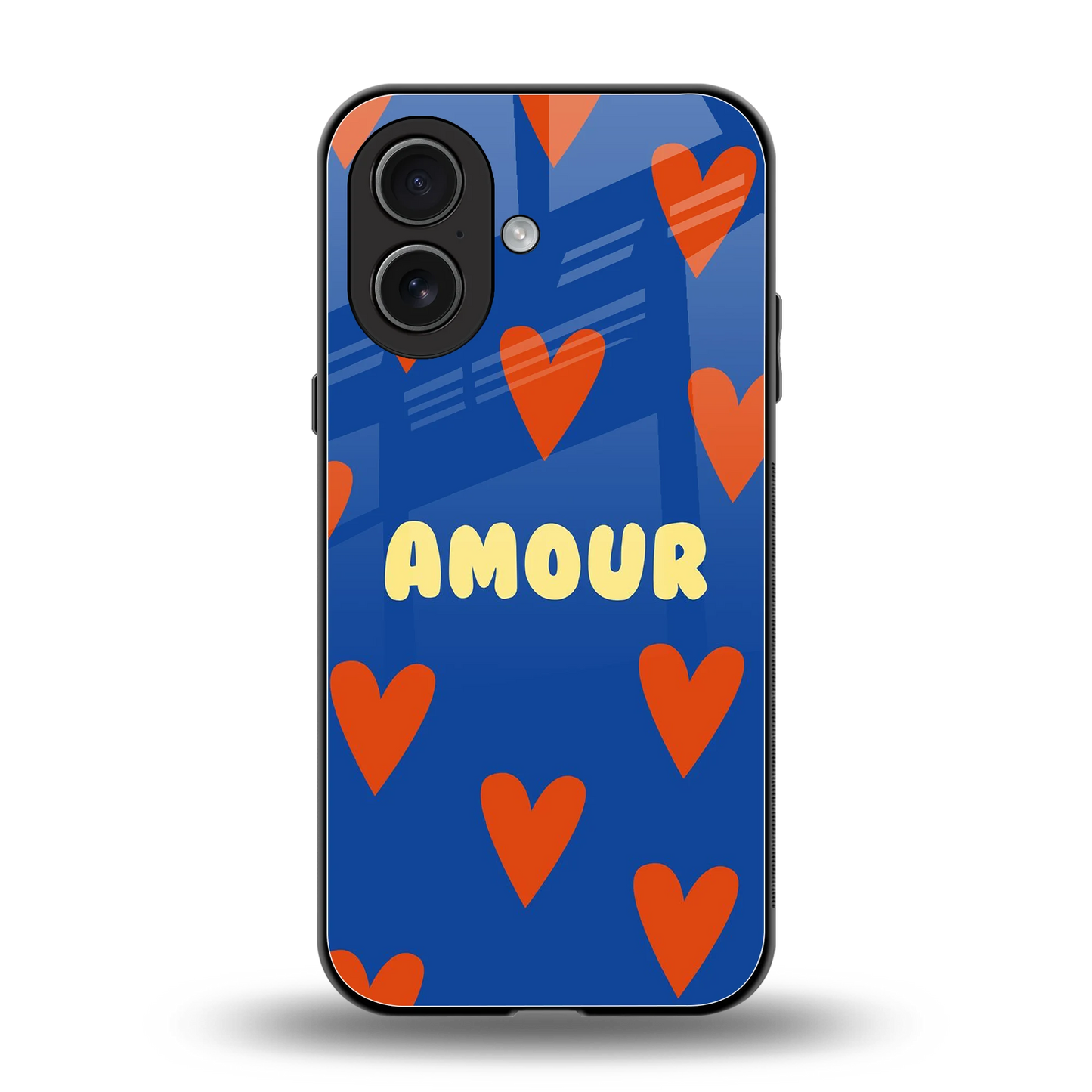 Amour Blue back phone cover | glass case for iphone 17