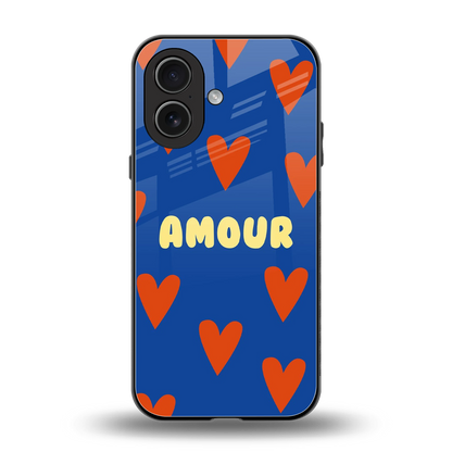 Amour Blue back phone cover | glass case for iphone 17