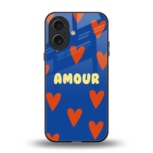 Amour Blue back phone cover | glass case for iphone 17