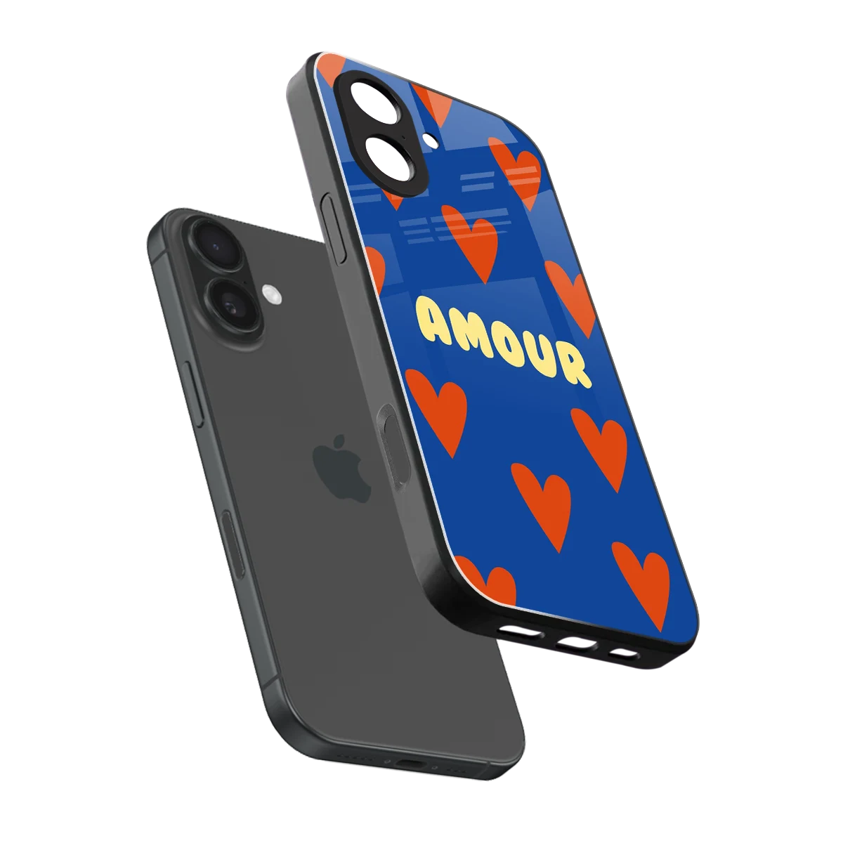 Amour Blue sleek iphone 17 cover with tempered glass back and TPU edges