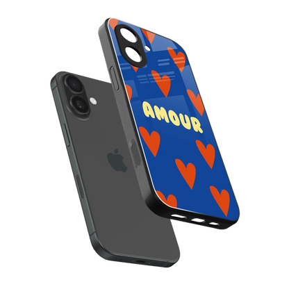 Amour Blue sleek iphone 17 cover with tempered glass back and TPU edges