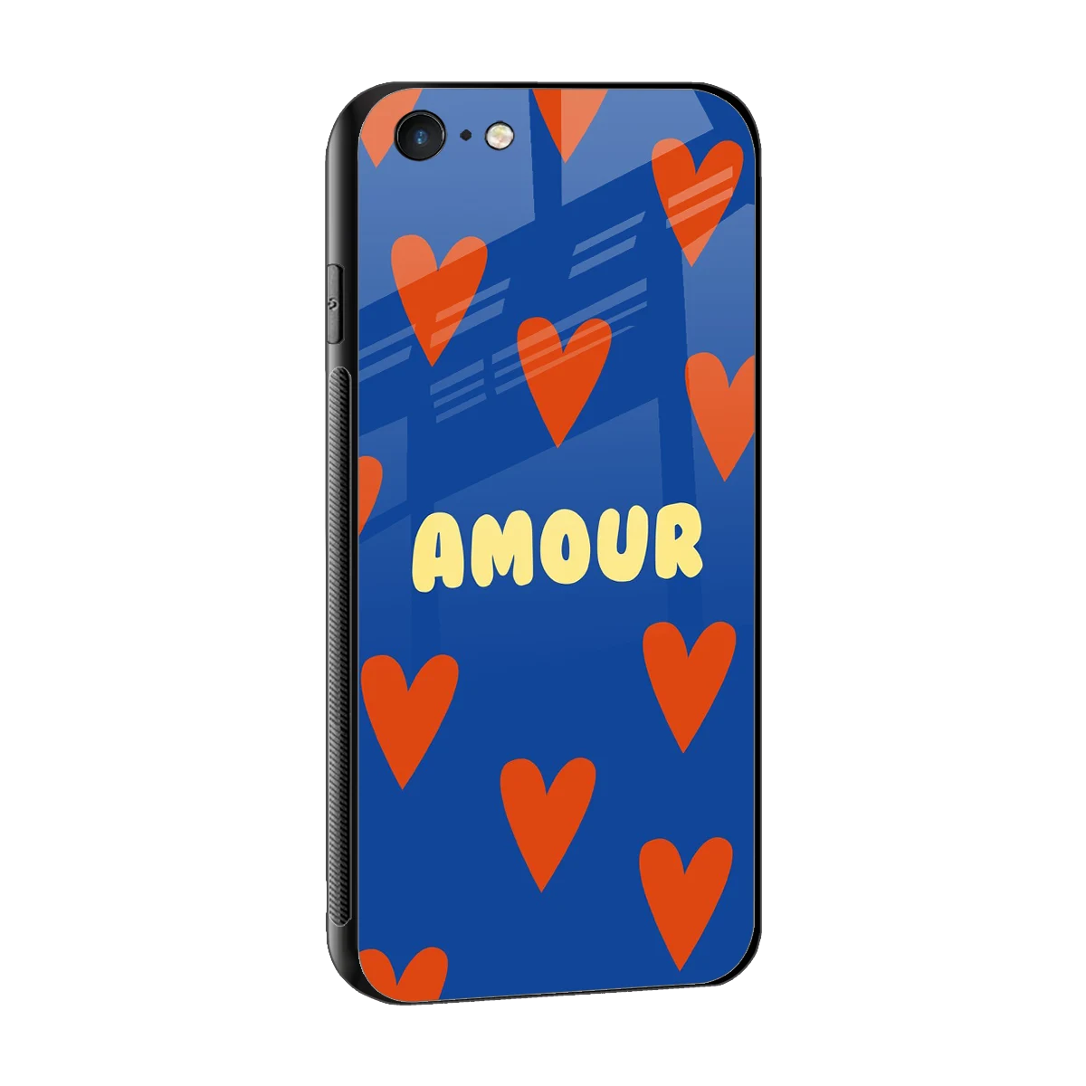 Amour Blue sleek iphone 6s plus cover with tempered glass back and TPU edges