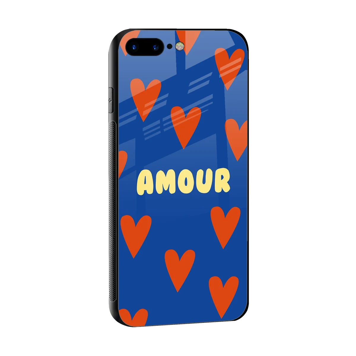 Amour Blue sleek iphone 8 plus cover with tempered glass back and TPU edges
