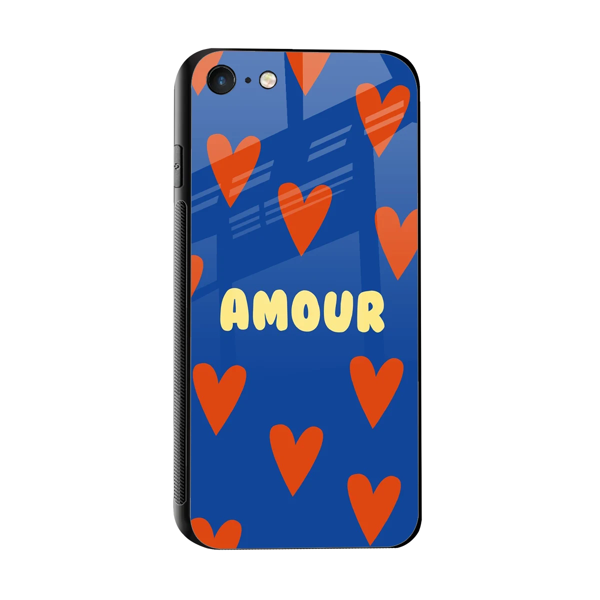 Amour Blue sleek iphone 7 cover with tempered glass back and TPU edges