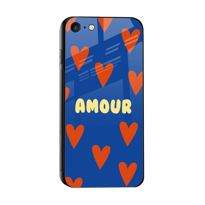 Amour Blue sleek iphone 7 cover with tempered glass back and TPU edges