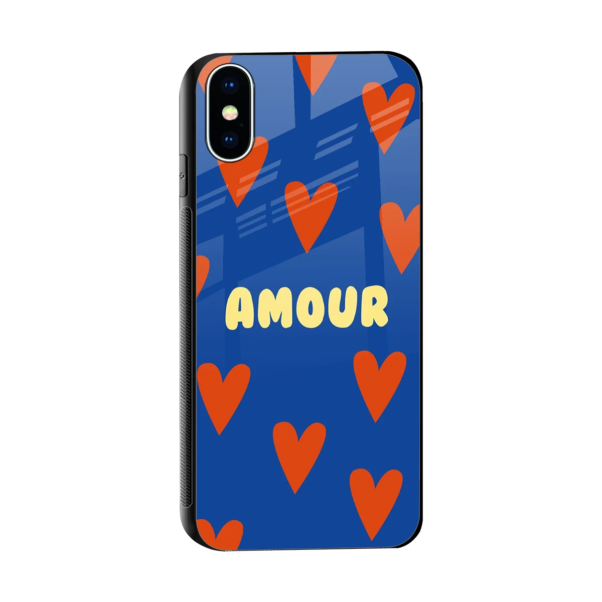 Amour Blue sleek iphone x cover with tempered glass back and TPU edges