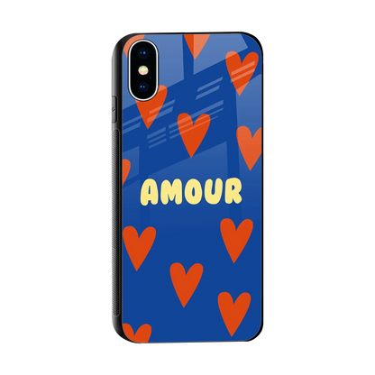 Amour Blue sleek iphone x cover with tempered glass back and TPU edges