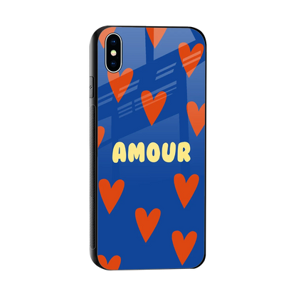 Amour Blue sleek iphone xs max cover with tempered glass back and TPU edges