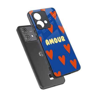 Amour Blue sleek motorola edge 40 neo 5g cover with tempered glass back and TPU edges
