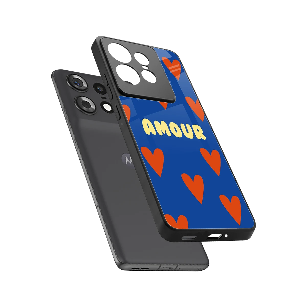Amour Blue sleek motorola edge 50 pro cover with tempered glass back and TPU edges