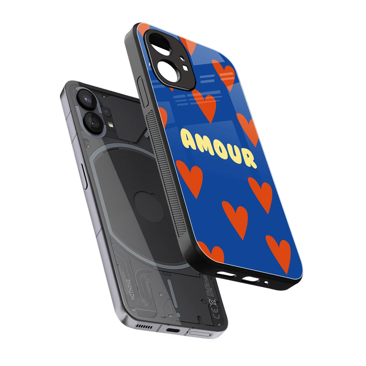 Amour Blue sleek nothing phone 1 cover with tempered glass back and TPU edges